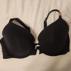 Cacique Black with white bow Cotton Boost Plunge Bra 44 DDD